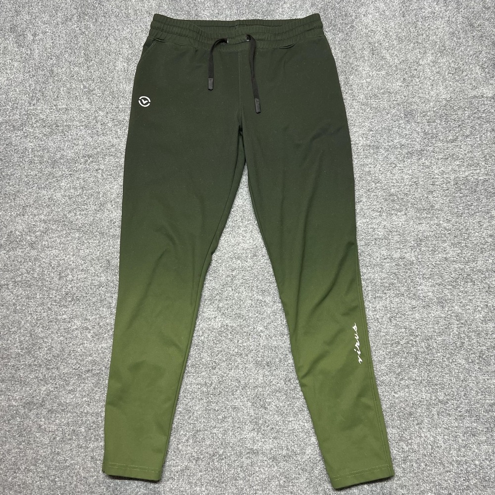 Virus Track Pants Mens Large Green Ombre Stretch Zip Ankle Running Gym Athletic